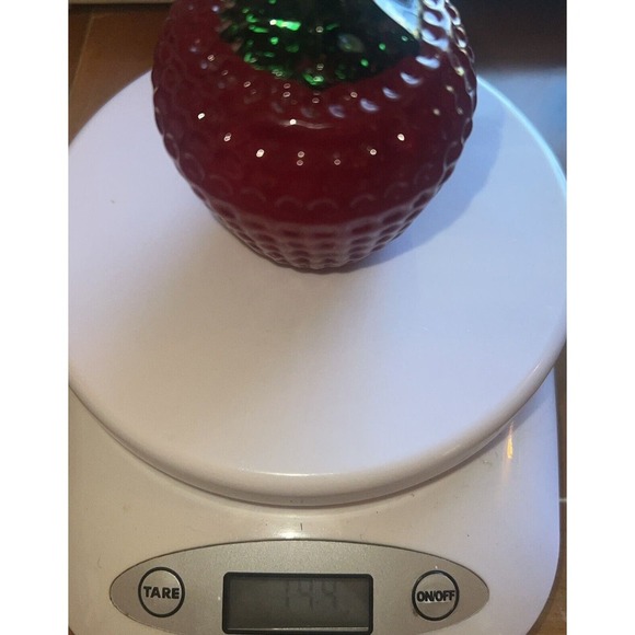 1990 Joe Rice Art Glass Strawberry Red‎ Green Leaves Figurine Paperweight 3.75” - Picture 7 of 7